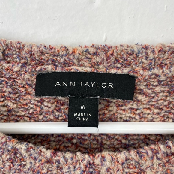 Ann Taylor Size M Minimalist Neutral Knit Crewneck Sweater Cotton/Wool Blend EUC - Picture 3 of 9